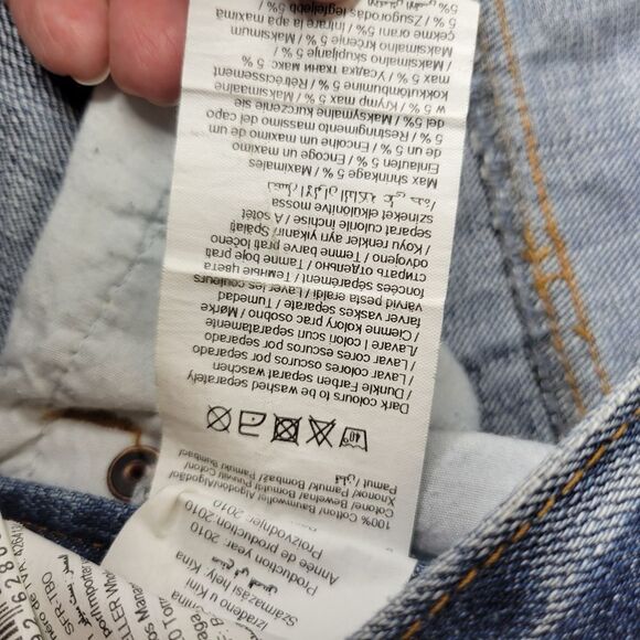 28 ONLY Gwen European distressed OOAK artisan Boyfriend loose fit blue JEANS 32 - Picture 10 of 15